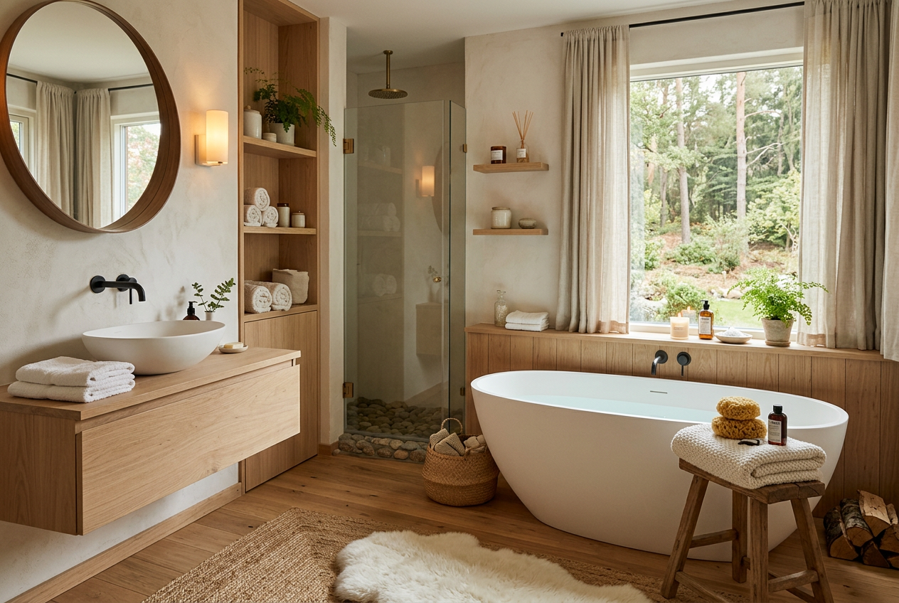 Kleine badkamer met douche en t-opstelling